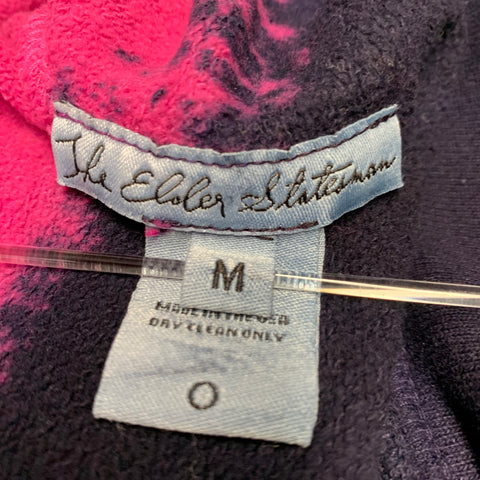THE ELDER STATESMAN Size M Burgundy Pink Navy Color Block Cotton Sweatshirt