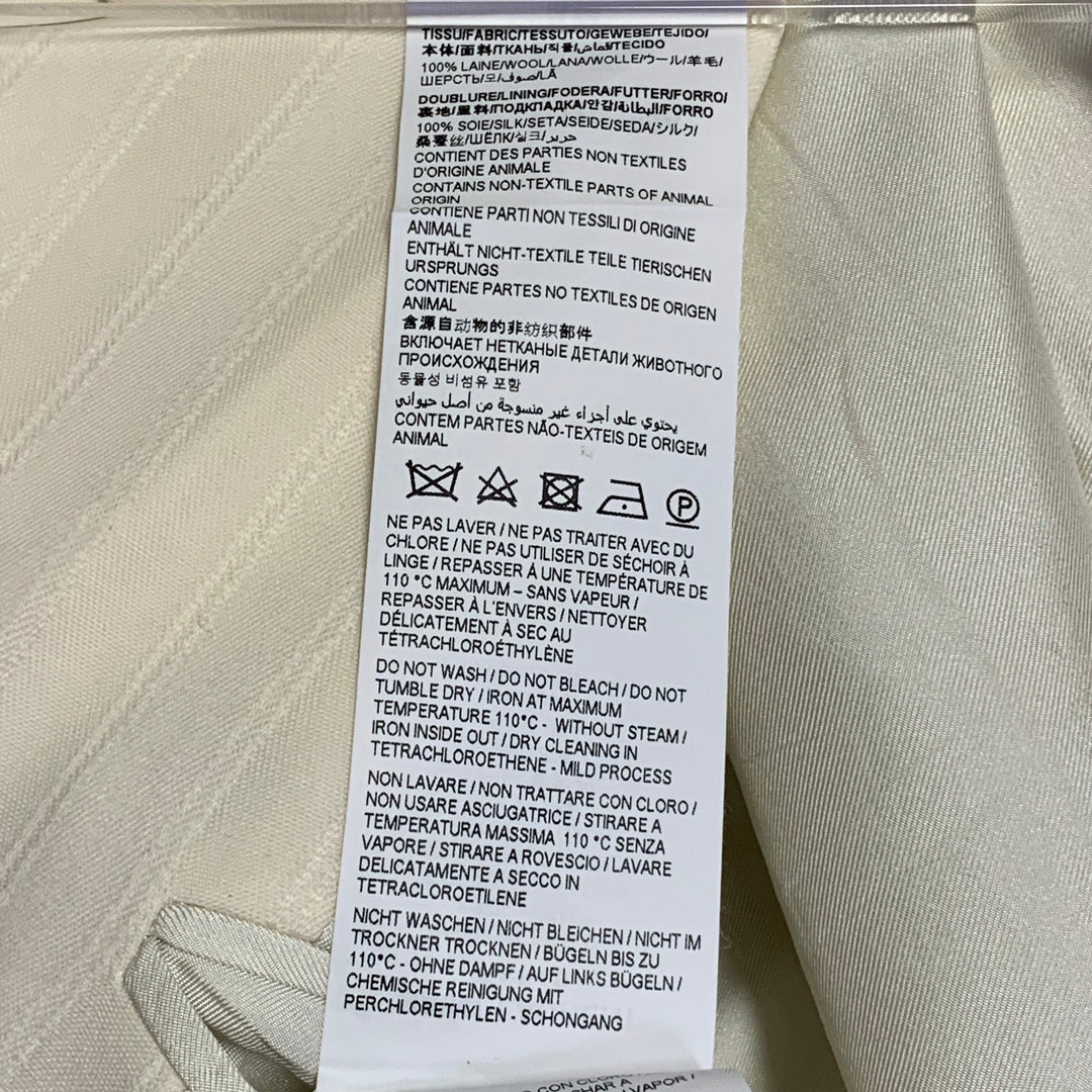 SAINT LAURENT Size 40 Regular Cream White Stripe Wool Peak Lapel Sport Coat
