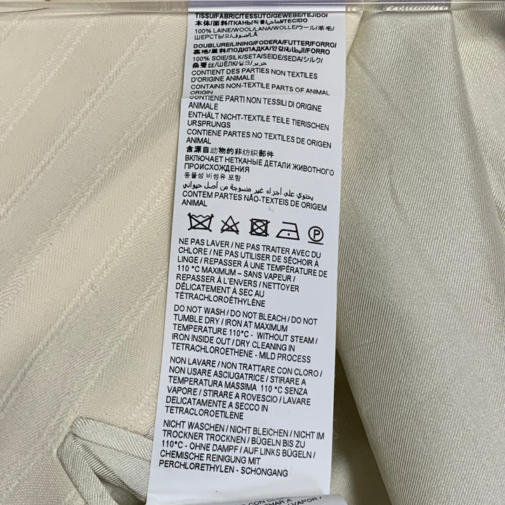 SAINT LAURENT Size 40 Regular Cream White Stripe Wool Peak Lapel Sport Coat