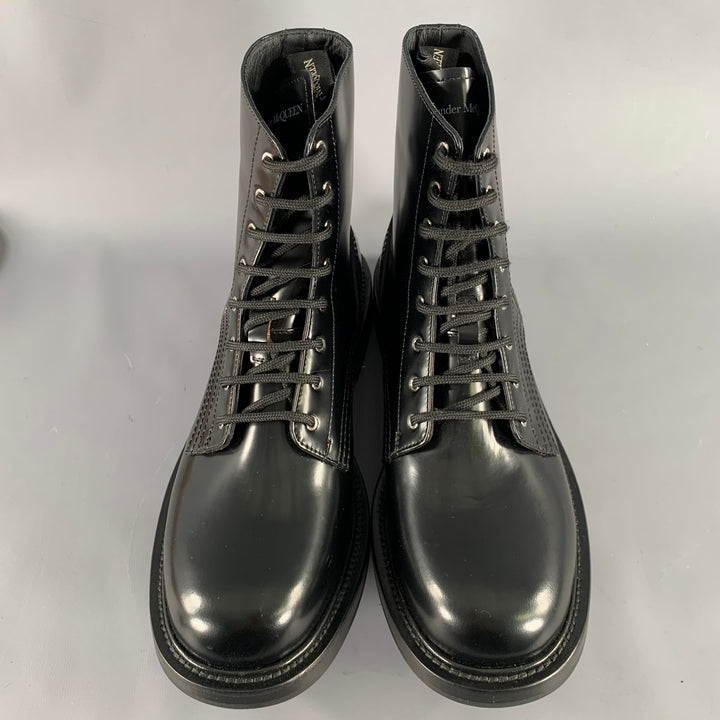 ALEXANDER MCQUEEN Size 9 Black  Leather Lace-Up Combat Boots