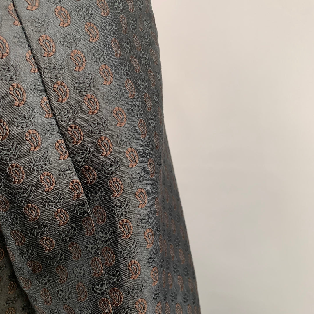 ETRO Size 44 Black Brown Paisley Silk Blend Jacquard Notch Lapel Sport Coat