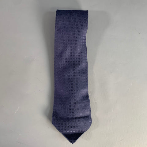 HERMES Navy Monogram Silk Tie