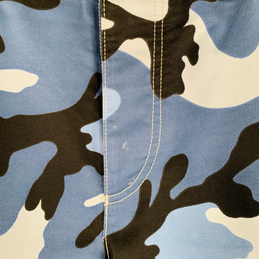 VALENTINO Size 30 Blue Black Camouflage Cotton Cargo Pockets Casual Pants