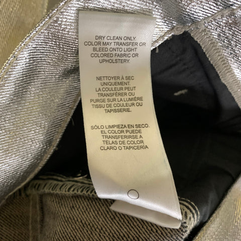 FRAME Size 25 Silver Cotton Metallic Zip Fly Jeans