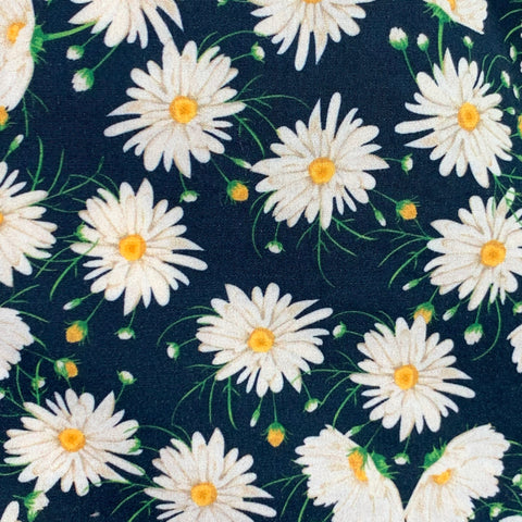 RILEY Size L Navy White Floral Cotton Spread Collar Short Sleeve Shirt