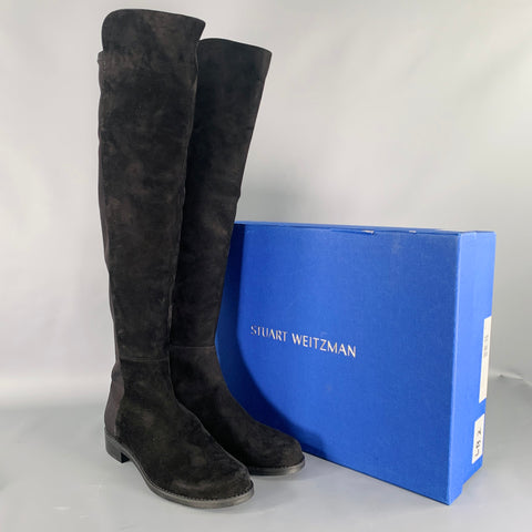 STUART WEITZMAN Size 7.5 Black Suede Knee High Boots