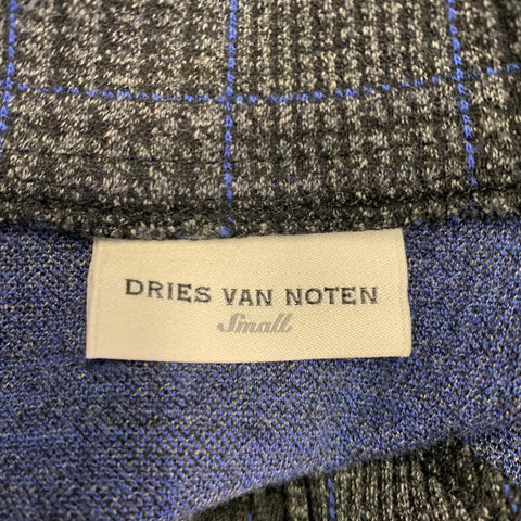 DRIES VAN NOTEN Size S Black Charcoal Glenplaid Cotton Blend 1/4 Zip Pullover