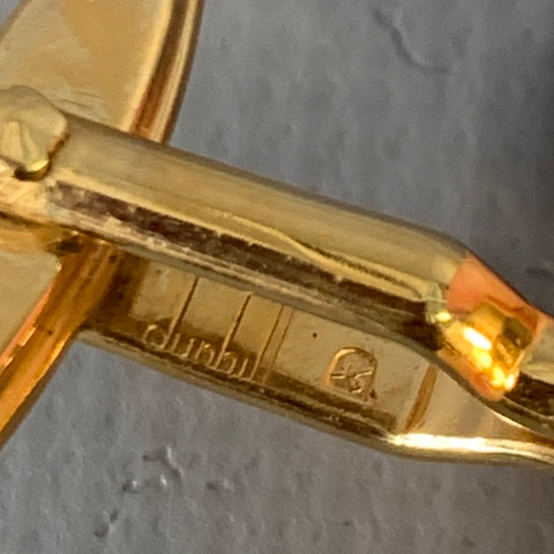 DUNHILL Vintage Gold Silver Monogram Metal Cuff Links