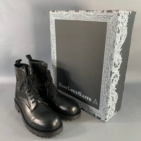 COMME des GARCONS HOMME PLUS Size 10 Black Leather Pull On Military Boots