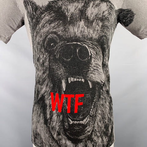 DSQUARED2 Size M WTF Bear Grey Black Cotton Short Sleeve T-shirt