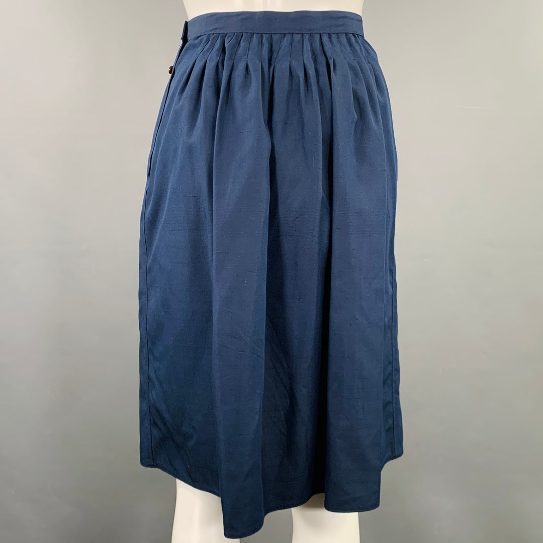 GEOFFREY BEENE Size 4 Navy Woven Pleated Knee Length Skirt Set