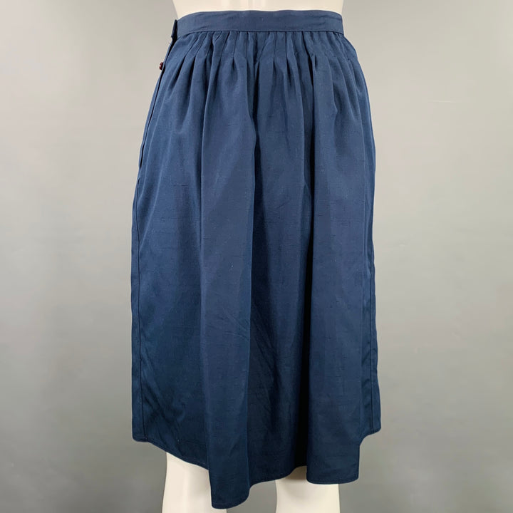 GEOFFREY BEENE Size 4 Navy Woven Pleated Knee Length Skirt Set