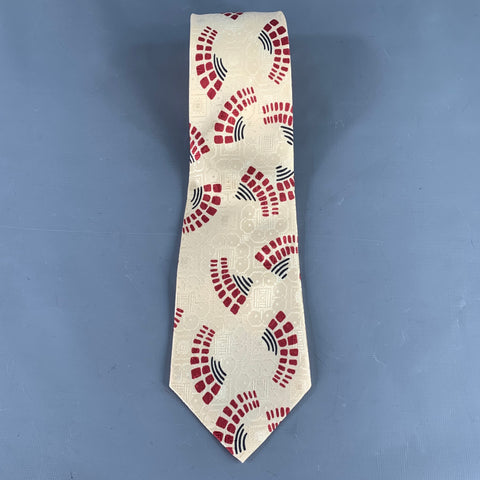 POLO by RALPH LAUREN Beige Red Black Abstract Silk Tie