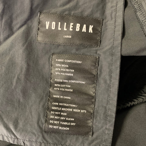VOLLEBAK Size L Black Wool Blend Elastic Waistband Casual Pants