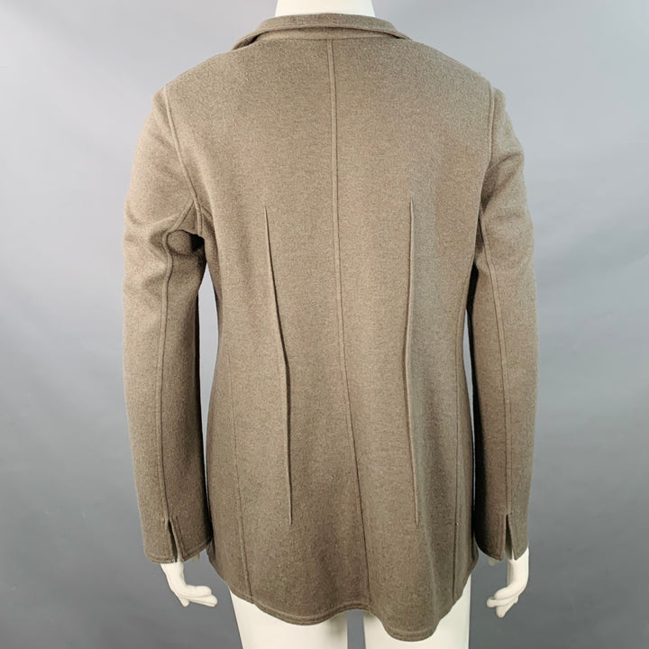 AKRIS Size 14 Green Olive Cashmere Blend Snaps Jacket