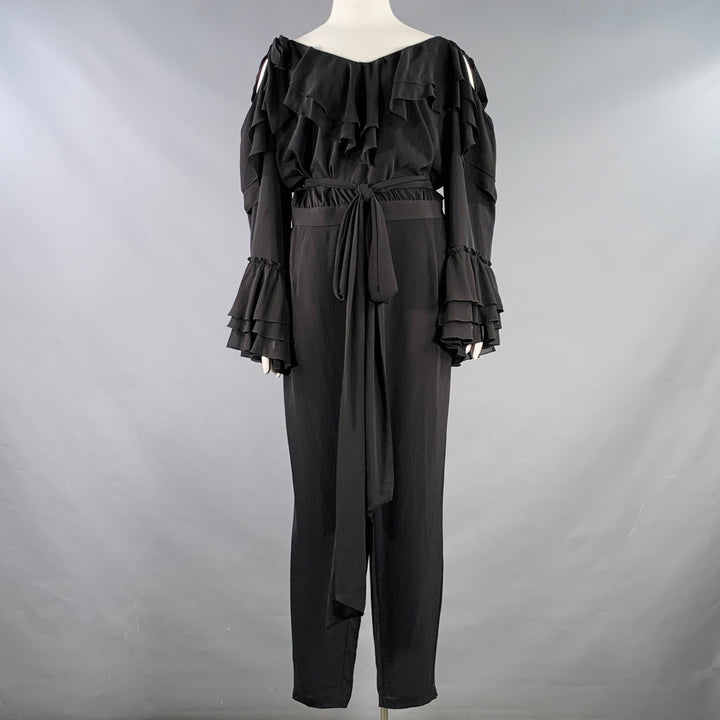 RODARTE x UNIVERSAL STANDARD Size 22 Black Polyester Ruffled Jumpsuit