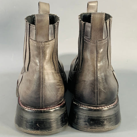 NOMENKLATURA Size 11 Pilgrim Grey Leather Rubber Sole Chelsea Boots