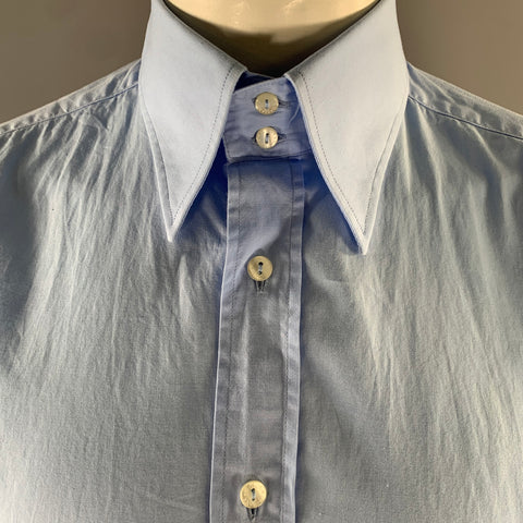 DOLCE & GABBANA Size L Blue Solid Cotton Long Sleeve Shirt