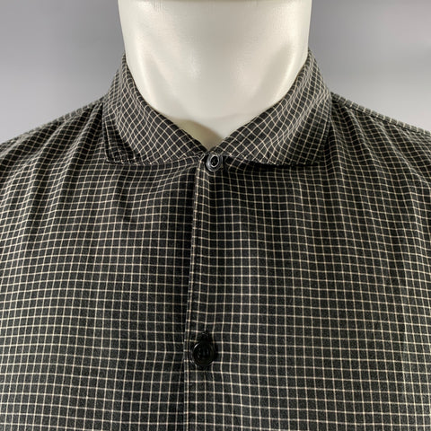 LEMAIRE Size S Black Cream Check Cotton Blend Cutaway Long Sleeve Shirt