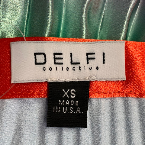 DELFI COLLECTIVE Size XS Multi Color Rainbow Polyester Ombre Pleated Side Zipper Skirt
