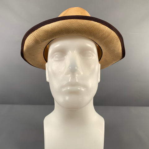 VINTAGE Size 7 3/8 Beige Purple Woven Silk Straw Hats