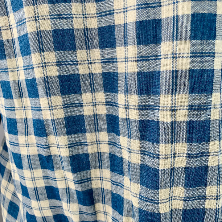 RRL by RALPH LAUREN Size XL Blue Cream Plaid Cotton Long Sleeve Shirt
