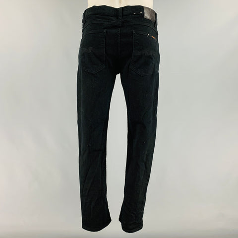 NUDIE JEANS Size 36 Black Solid Cotton Elastane Zip Fly Jeans
