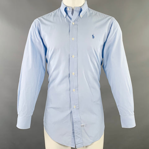 RALPH LAUREN Taille M Chemise à Manches Longues en Coton Bleue Col Boutonné
