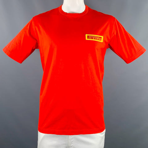 JUNYA WATANABE x PIRELLI Size L Red Yellow Patch Cotton Crew-Neck T-shirt
