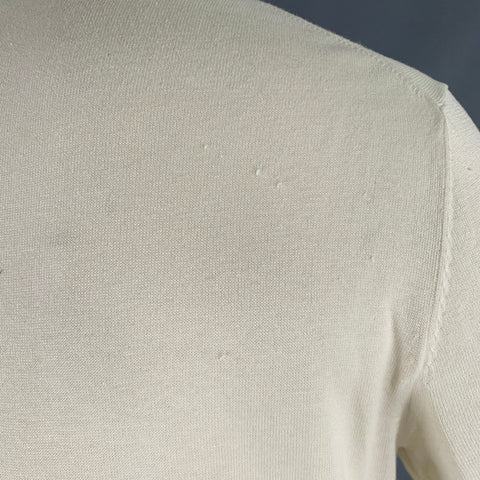 TODD SNYDER Size L Cream Eyelet Silk Cotton Short Sleeve Shirt