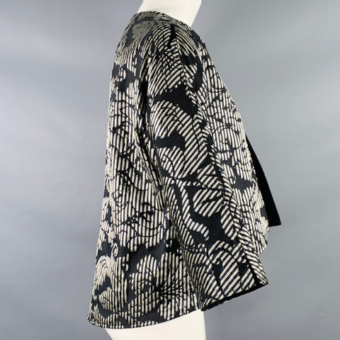JOANNA MASTROIANNI Size 8 Silver Black Silk Stripe Jacket Blazer