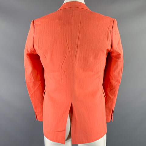 MR. GENTLEMAN Size 40 Orange Herringbone Cotton Notch Lapel Sport Coat