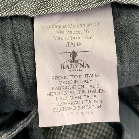 BARENA Pantalon habillé retroussé, mélange de coton, motif pied-de-poule gris-noir, taille 35