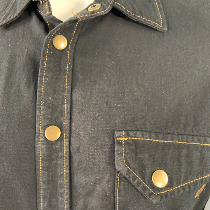 BILLY REID Size XL Shoals Black Contrast Stitch Cotton Snaps Long Sleeve Shirt