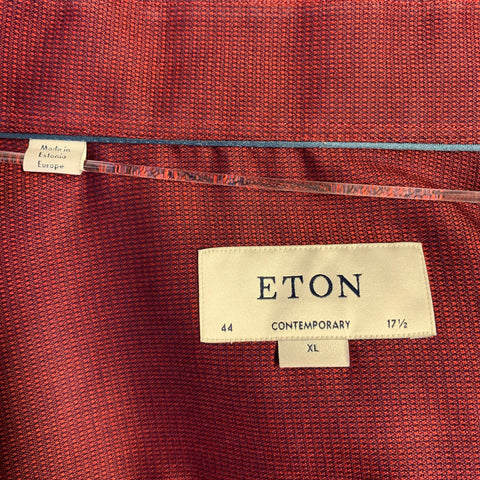 ETON Size XL Red Nailhead Cotton Curved Cutaway Long Sleeve Shirt