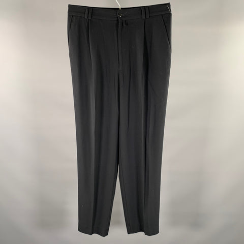 GIANNI VERSACE Size 32 Black Wool Zip Fly Dress Pants