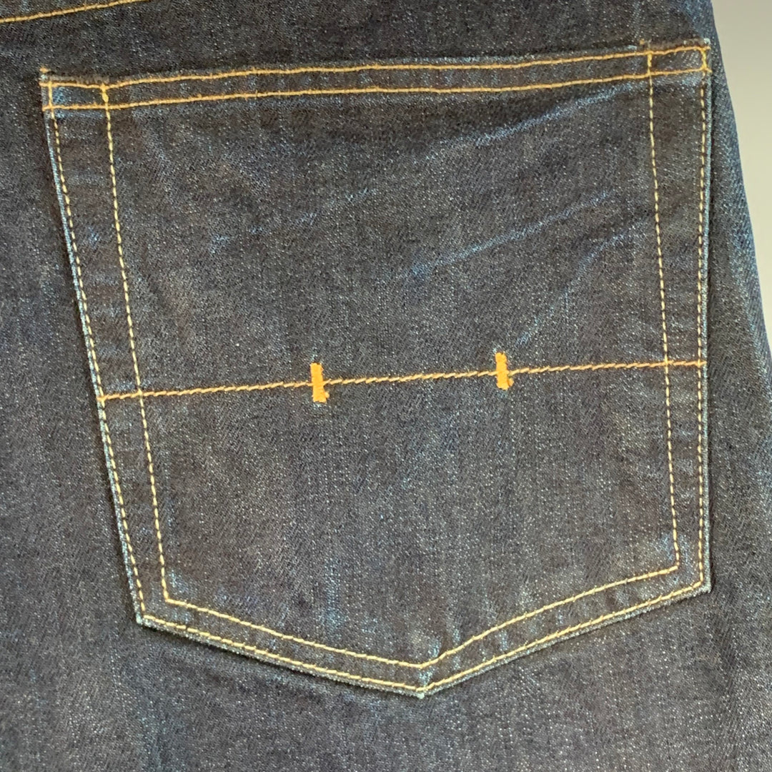 RRL by RALPH LAUREN Size 36 Indigo Cotton Selvedge Twill Straight Embroidered Birds Jeans