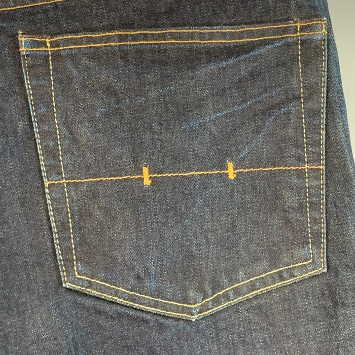 RRL by RALPH LAUREN Size 36 Indigo Cotton Selvedge Twill Straight Embroidered Birds Jeans