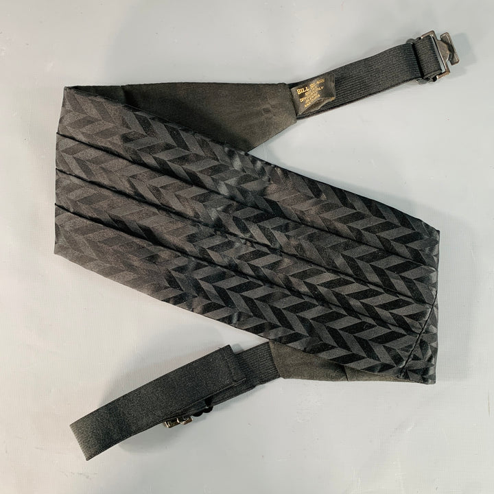 BILL BLASS One Size Black Herringbone Silk Cummerbund