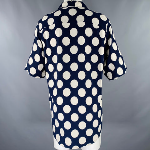 AMI by ALEXANDRE MATTIUSSI Size S Navy White Polka Dot Short Sleeve Shirt