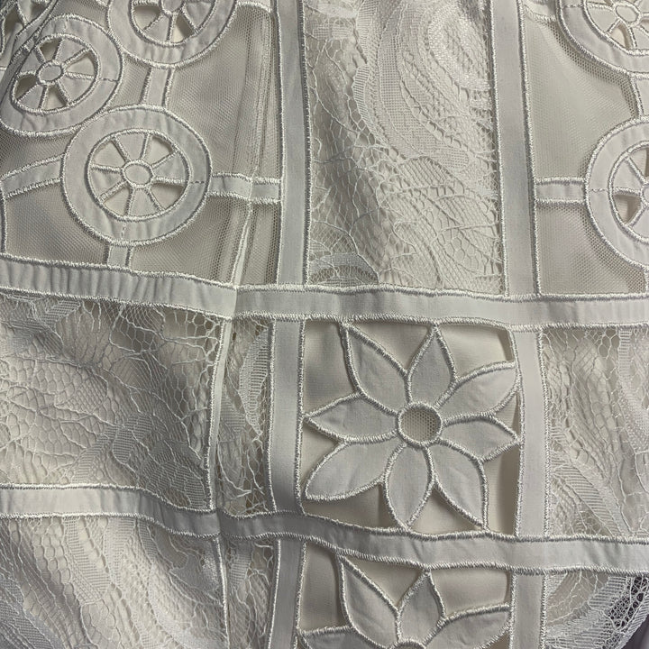 ALEXIS Size M Cream Polyester Cotton Lace Notch Lapel Pantsuit