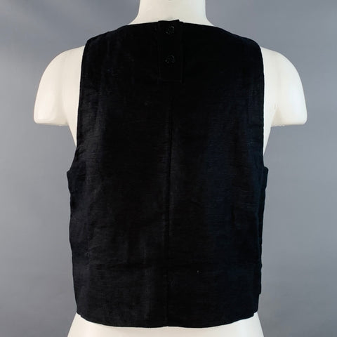 POSSE Size XS Black Linen Boxy Sleeveless Crop Casual Top