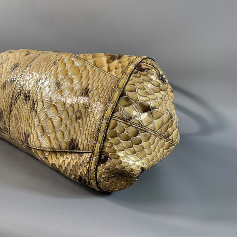 COLE HAAN Tan Brown Snakeskin Not Listed Top Handles Bag