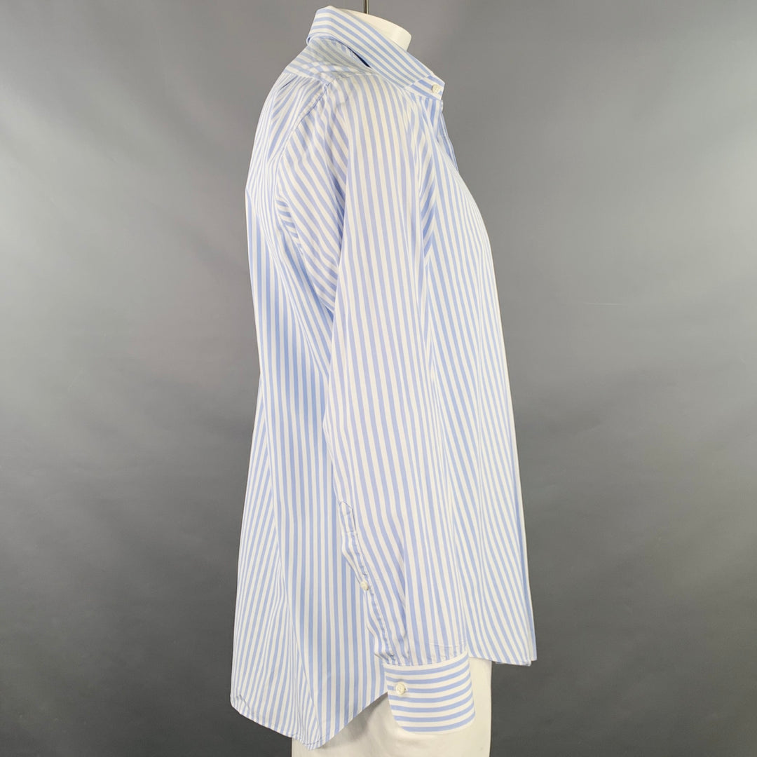 SID MASHBURN Size L Blue White Stripe Cotton One Pocket Long Sleeve Shirt