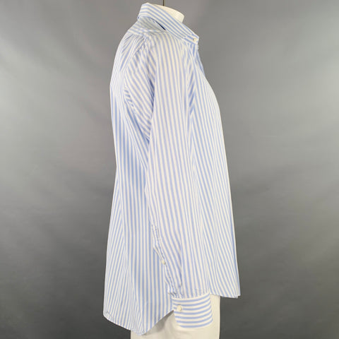 SID MASHBURN Size L Blue White Stripe Cotton One Pocket Long Sleeve Shirt