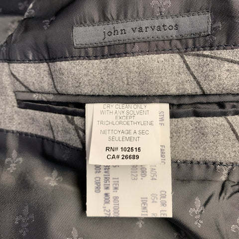JOHN VARVATOS Size 42 Grey Charcoal Lines Print Wool Blend Suit