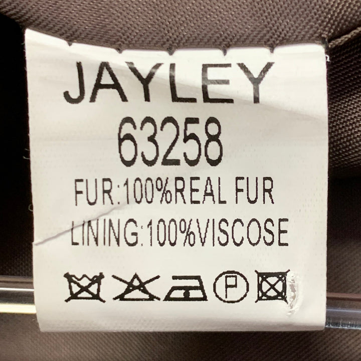 JAYLEY COLLECTION Size 12 Brown Black Leather Fur Trim Open Front Vest