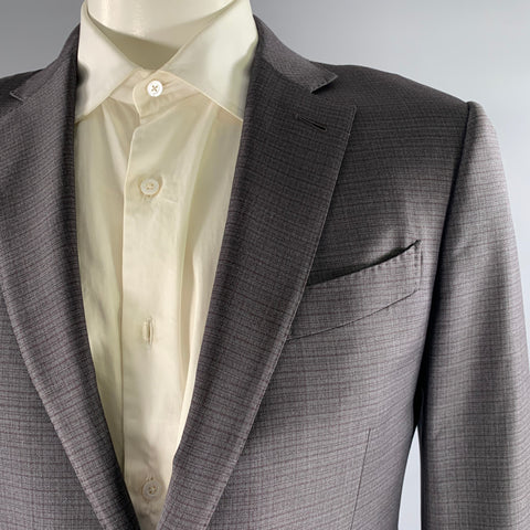 ERMENEGILDO ZEGNA Size 42 Grey Plaid Wool Notch Lapel Sport Coat