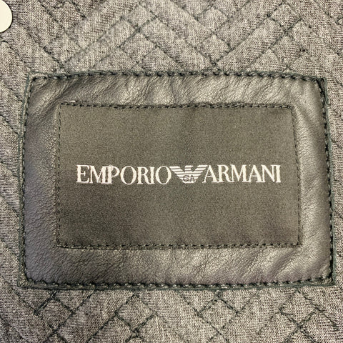 EMPORIO ARMANI Size 38 Black Quilted Leather Zip Up Jacket