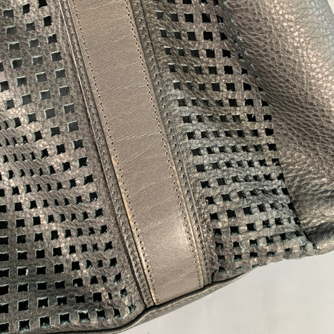 DOLCE & GABBANA Black Brown Perforated Leather Overnight Backpack Bag